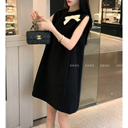 赫本风质感气质黑色连衣裙2023夏季背心裙子高级感法式短裙.