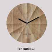 日式原木风挂钟客厅家用简约大气时尚钟表创意卧室静音挂表