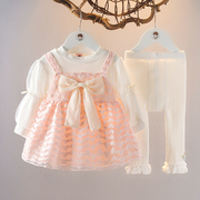 女童秋装连衣裙洋气公主裙时髦婴儿衣服女宝宝，春秋季裙子两件套装