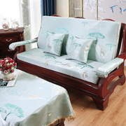 夏季冰丝席沙发垫带靠背加厚海绵中式红实木头质凉席沙发坐垫防滑