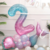 美人鱼主题生日数字气球，立柱女孩女宝宝123周岁，装饰派对场景布置
