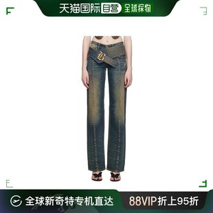 香港直邮Blumarine 蓝色情人 女士做旧铆钉牛仔长裤