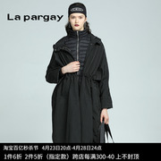 Lapargay纳帕佳2023秋冬女装黑白色中长款羽绒服大衣外套上衣