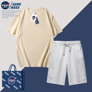 NASA GAVK2023春秋季夏季套装男男女同款上衣情侣短裤女