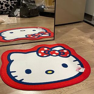 三丽鸥hellokitty毛绒地毯凯蒂猫卧室防滑地垫门垫茶几毯仿羊绒垫