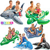 大型儿童水上动物坐骑彩虹，马鲸鱼(马鲸鱼)海龟鳄鱼海豚鲨鱼充气玩具游泳圈