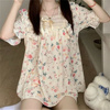 公主风短袖睡衣夏季闺蜜学生甜美韩版短袖泡泡棉皱布套装