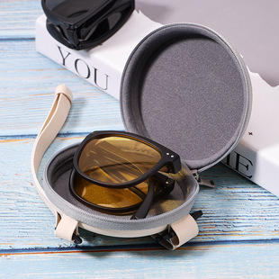 折叠眼镜盒女蕉下同款高品质便携式收纳袋圆形拉链太阳镜墨镜包