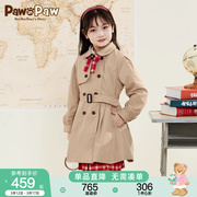 PawinPaw卡通小熊童装冬季女童儿童风衣可拆卸蝴蝶结气质淑女