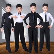 男童拉丁舞服装少儿舞蹈演出服儿童标准考级服白色套装男孩练功服