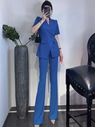 zizm西装套装女2023设计感小众气质女神范短袖(范短袖)职业装两件套