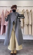 加厚立领韩系灰色双面羊绒大衣女中长款2023气质羊毛外套冬季