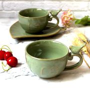 复古陶瓷小鸟咖啡杯做旧马克杯肥皂，碟创意浮雕，鸟笼碟个性可爱杯碟