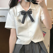 jk制服短袖衬衫女日系夏季百搭外穿学院，风少女短款上衣百褶裙套装
