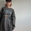 韩国女装2024早春彩色字母，印花宽松慵懒做旧个性潮人长袖t恤