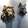 美式树脂仿真动物头壁挂北欧狼头狮子头壁饰墙上装饰品酒吧挂件