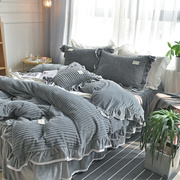 天鹅绒冬季床上四件套加厚床单被套，珊瑚绒法莱绒宝宝绒2.5m灯芯绒