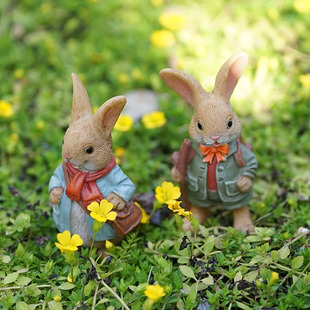 可爱小兔子田园创意个性小动物盆景摆件微景观花盆多肉盆栽装饰品