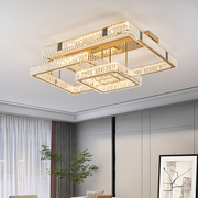 客厅吸顶灯现代简约大气，led水晶灯方框不锈钢，材质房间主卧设计感
