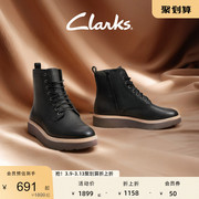 clarks其乐女鞋秋冬时尚，潮流松糕底靴时尚，系带时尚短靴马丁靴女