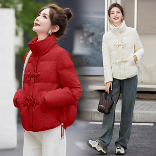 2024年货立领短袄中国风，棉服过年衣服，短款大红色棉衣外套小袄