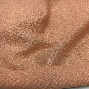 珊瑚橙色金属亮丝羊毛编织面料小香风薄款花呢，外套连衣裙时装布料