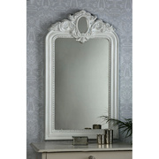 欧式梳妆台复古化妆镜，美式白色雕花壁炉背景墙，装饰镜卫生间浴室镜