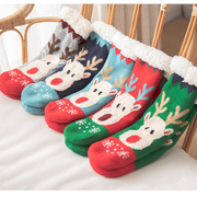 地板袜成人加厚珊瑚绒袜暖脚神器女保暖冬季长筒可爱礼物圣诞袜