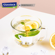 glasslock玻璃早餐牛奶杯卡通动物带把手果汁燕麦儿童家用酸奶杯