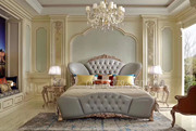 欧式法式家具新古典黑檀钢琴漆ZB11床双人大床真皮香槟金色