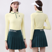 春秋季高尔夫女装女士，长袖裙子套装户外运动网球，修身上衣t恤半裙