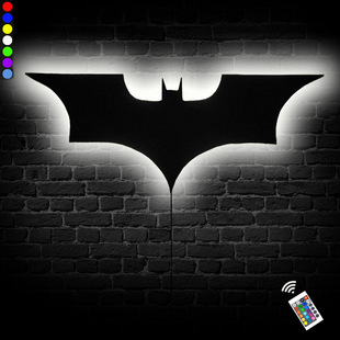 3D正义联盟蝙蝠侠七彩小夜灯客厅卧室儿童插电遥控LED可定制壁灯