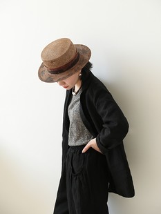 麻霖2024春秋原创设计女装，法国进口亚麻色织，墩实显瘦双层西装外套