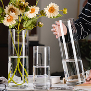 玻璃花瓶高级感富贵竹专用透明插花水养植物水培器皿绿植直筒宽口