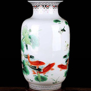 景德镇陶瓷器粉彩仿古中式年年有余冬瓜落地大花瓶客厅装饰品摆.1