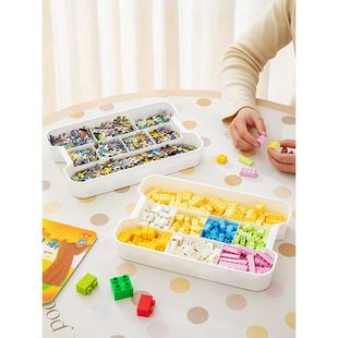 防尘拼图收纳盒透明家用儿童拼图益智玩具整理箱拼装零件分类盒子