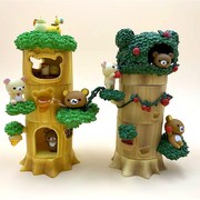 高档轻松熊6款树桩森林树屋树洞叠叠乐盒蛋动漫玩偶创意模型摆件