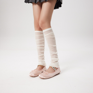 mingoto春夏季薄款白色长筒袜堆堆，袜纯色腿套袜套芭蕾小腿袜子女
