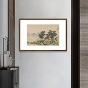 国画水墨画有框中式客厅玄关，装饰画办公室茶室，壁画沈周落花诗意图