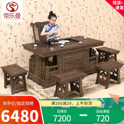 红木家具鸡翅木茶桌椅子，茶台功夫f中式仿古实木茶几组合泡茶桌椅