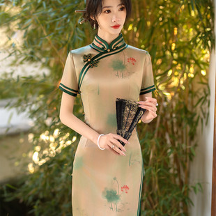 老上海旗袍2024年气质高端年轻款日常优雅复古改良连衣裙长款