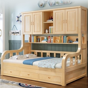 衣柜床一体小户型带书架床柜组合床实木儿童床榻榻米多功能储物床