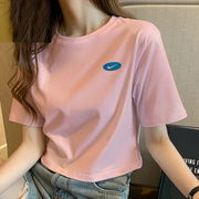 nike耐克短袖女装，2024针织圆领短款半袖粉色，t恤潮dm6575-610