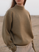 韩国设计感简约百搭高领羊毛，羊绒毛衣卡其驼深灰套头打底针织衫女
