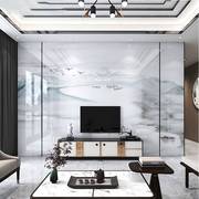3d新中式电视背景墙壁纸仿大理石，山水墙布客厅壁画，8d简约现代墙纸