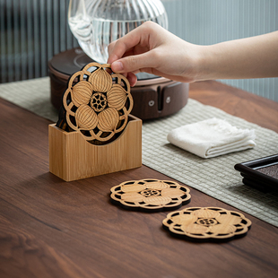 竹制茶杯垫子隔热垫壶杯托日式创意新中式，茶道零配件功夫茶具