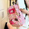 韩国可爱少女感书包Y2K千禧小众高中大学生粉色豹纹大容量双肩包