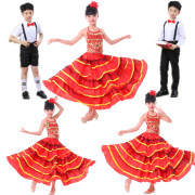 儿童女童西班牙斗牛舞蹈大摆裙开场舞，演出服装舞台伴舞半身裙
