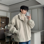 Hualun男士外套冬季棉服加厚假两件棉衣韩版保暖毛呢棉袄夹克上衣