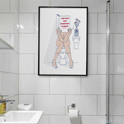 厕所洗手间装饰画有框画挂画墙壁现代简约波普艺术卫生间插画趣味